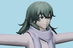 Eto Casual Tokyo-Ghoul, girl, female, woman, people, human, xna, characters, rigged